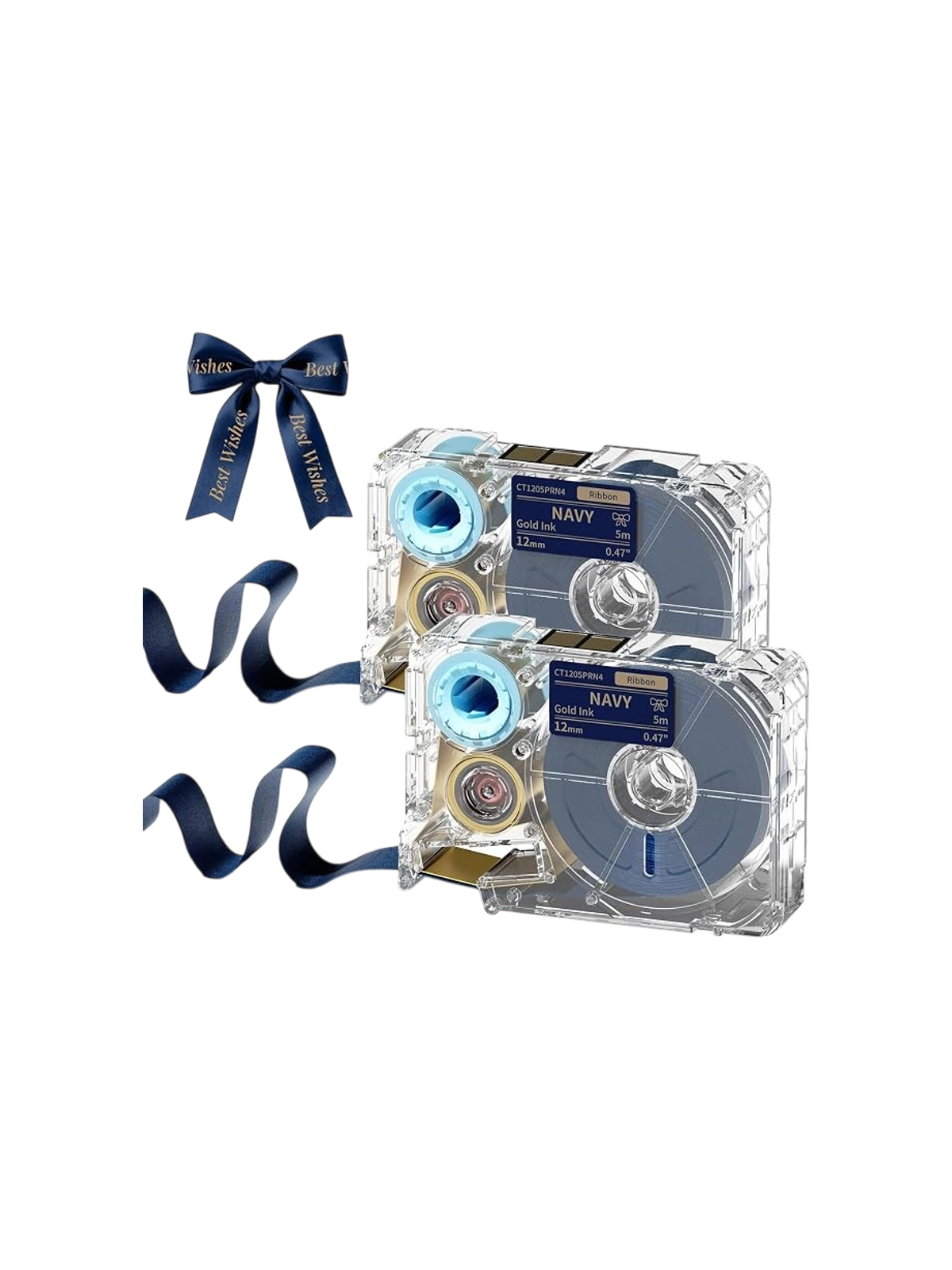Lint 12 mm – marineblauw/goud, 2 cassettes